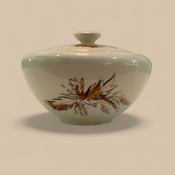 Vintage MCM Knowles Sugar Bowl Leaves and Wheat Design - Picture 1 of 8